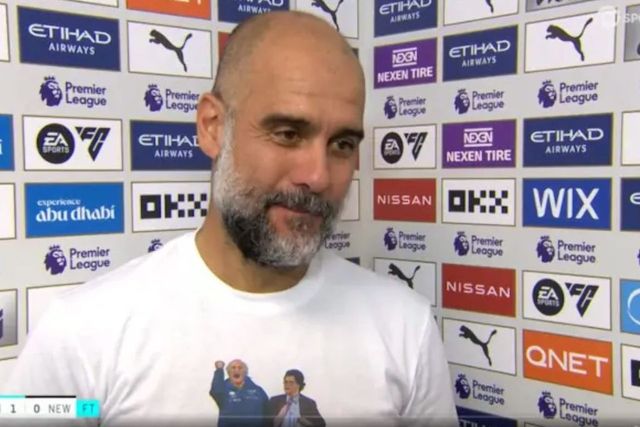 Mazzone, dedica commovente di Pep Guardiola: la t-shirt speciale indossata in conferenza stampa