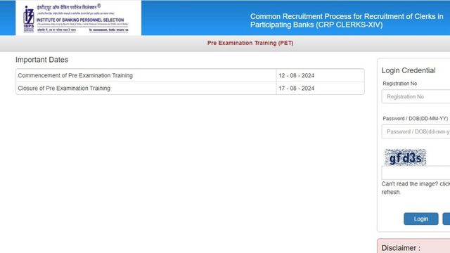 IBPS Clerk Admit Card for pre-exam training 2024 out on ibps.in, direct link to download and other details here