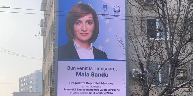 Președinta Maia Sandu a primit premiul „Timișoara pentru valori europene”, acordat de municipalitatea timișoreană