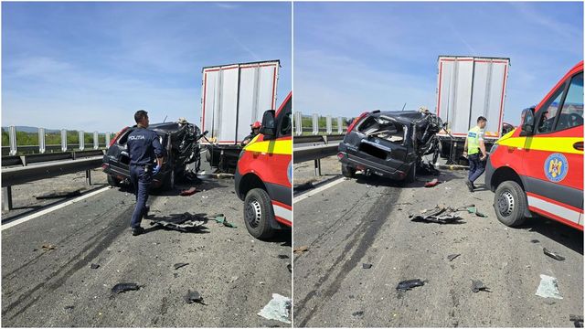 Trafic blocat pe autostrada A 1 după un accident în care au fost implicate un camion și un autoturism