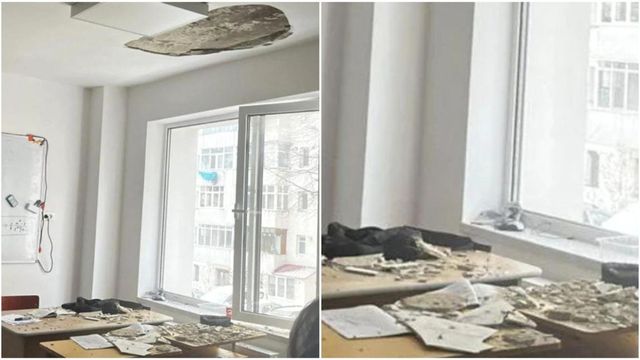 Tavan prăbușit peste elevi, în timpul orei, la un liceu abia renovat din Botoșani