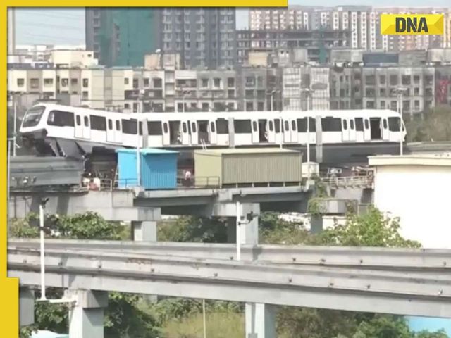 Mumbai monorail train tilts at Wadala during test run