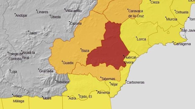 La Aemet eleva a naranja la alerta por lluvias en estas zonas de la Región de Murcia