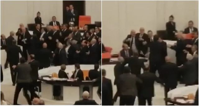 Bătaie în Parlamentul Turciei. Un politician a fost lovit în cap de colegul lui Erdogan
