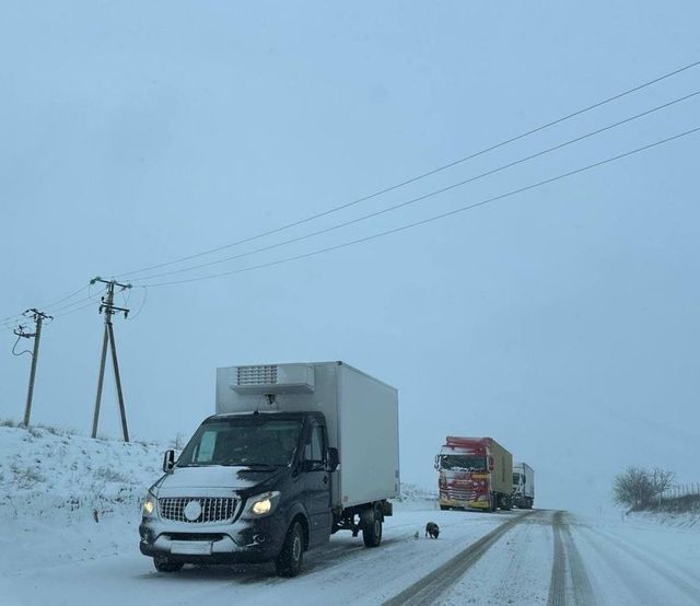 Mai multe camioane au rămas blocate pe un traseu din raionul Cahul din cauza drumurilor înzăpezite