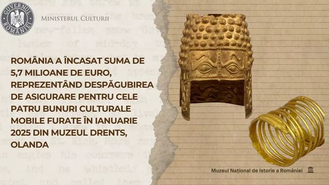 România a încasat integral despăgubirea de 5,7 milioane de euro pentru tezaurul dacic, furat din Olanda