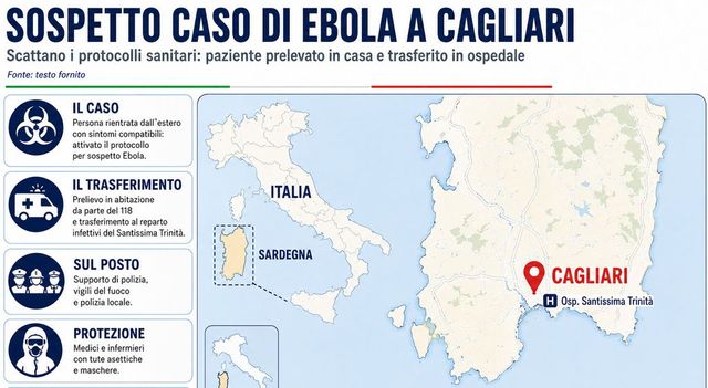 Allarme per un sospetto caso di Ebola a Cagliari, paziente in ospedale