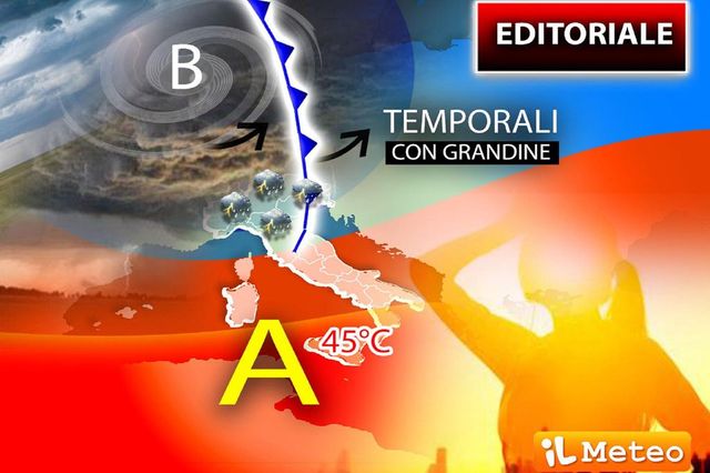 Meteo: Italia spaccata in due, 40 gradi al Sud e nubifragi al Nord