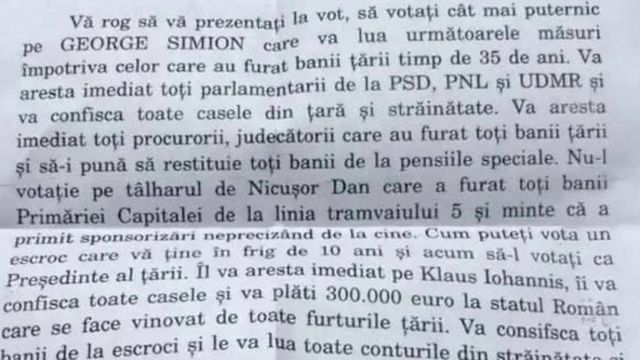 Scrisoare la Sibiu: Simion îl va aresta pe Iohannis