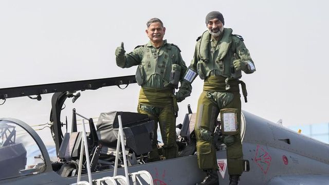 Air Force, Army Chiefs Fly Together LCA Tejas flight At Aero India 2024 | Watch