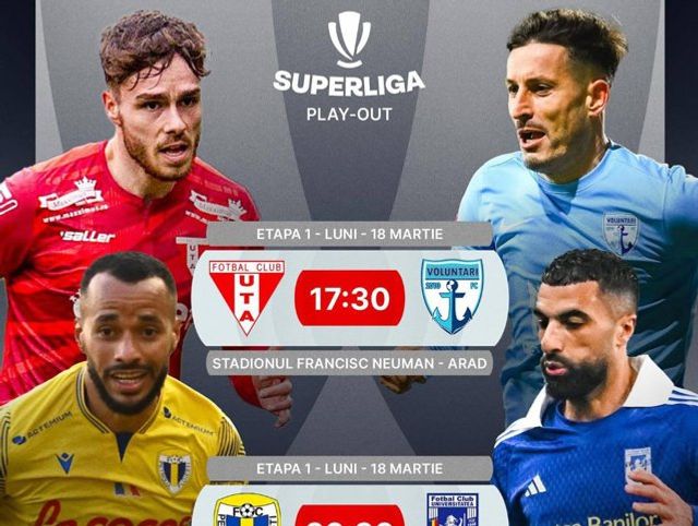 Superliga de fotbal. Luni se joacă ultimele meciuri din prima etapă din play-out