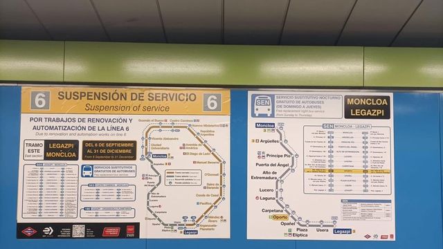 Línea 6 de Metro de Madrid: consulta las estaciones reabiertas y el nuevo tramo cerrado a partir de este sábado