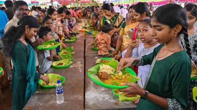 Devotees treated to a grand feast after celestial wedding