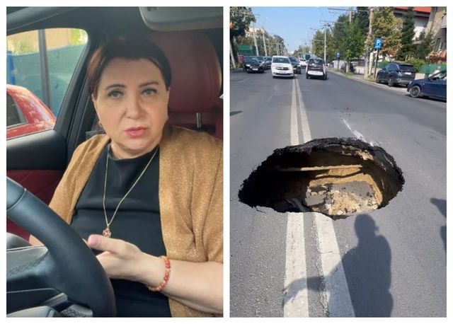 Carmen Șerban a intrat cu mașina într-un crater uriaș apărut pe Bulevardul Eroilor din Capitală