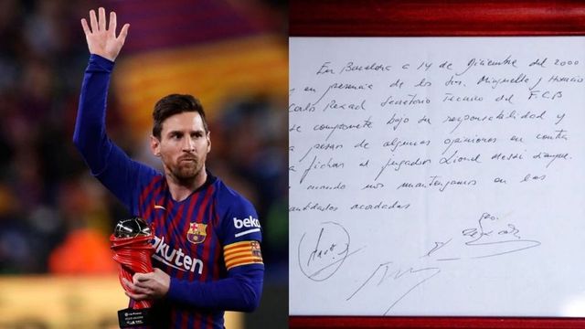 Messi's first contract with Barcelona was signed on a napkin, now it's up for auction