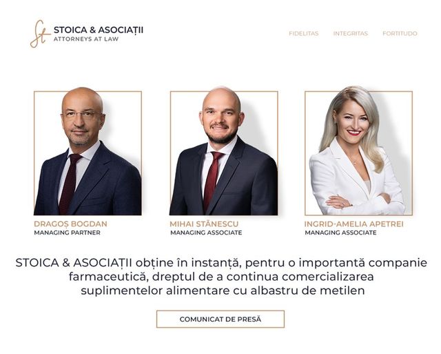(P) STOICA & ASOCIAȚII obține în instanță dreptul de a continua comercializarea suplimentelor cu albastru de metilen