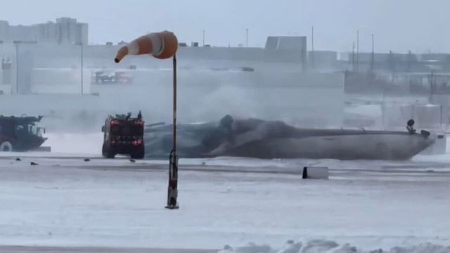 Delta plane flips upside down in Toronto crash, 15 wounded