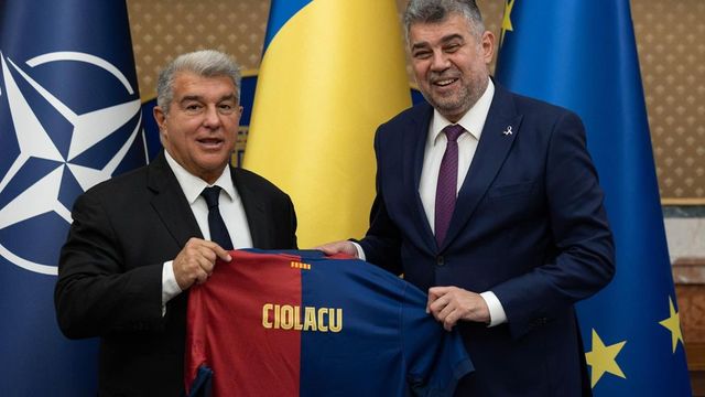 Întâlnire între premierul Marcel Ciolacu și președintele celor de la FC Barcelona, Juan Laporta