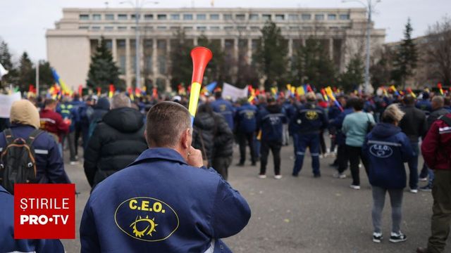 Protest sindical în Piața Victoriei
