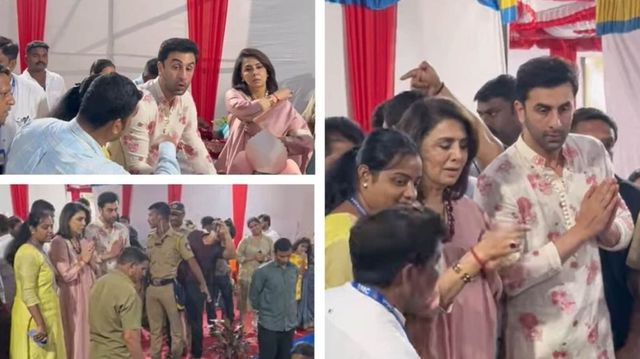 Ranbir Kapoor Performs Arti At Ganapati Visarjan With Mother Neetu Kapoor