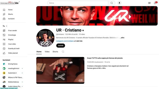 Ronaldo sbarca su YouTube, 11 milioni di iscritti in poche ore