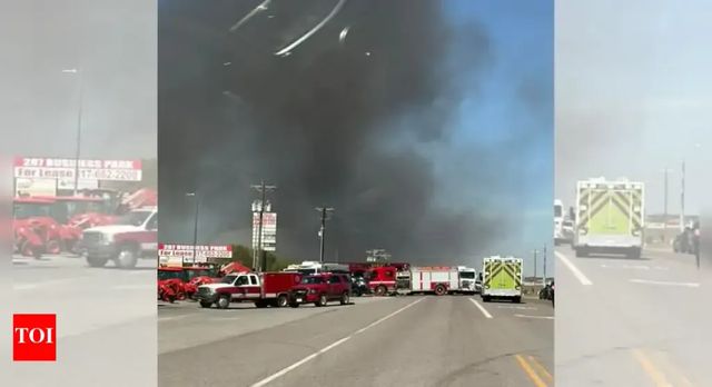Texas plane crash: Massive fire erupts as multiple trucks hit near in Fort Worth