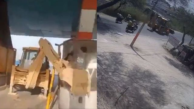 'Asked to pay': Man uses bulldozer to demolish toll booth on highway
