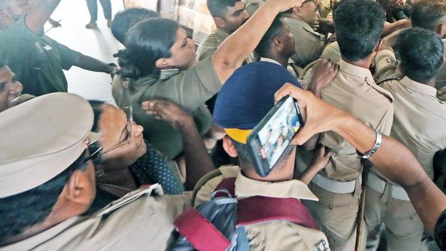 Kerala Health Minister Veena George injured during protest by Opposition student activists