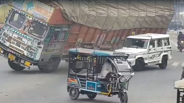 Shocking Accident Caught On Camera In Uttar Pradesh; Truck Overturns On Bolero, Driver Killed