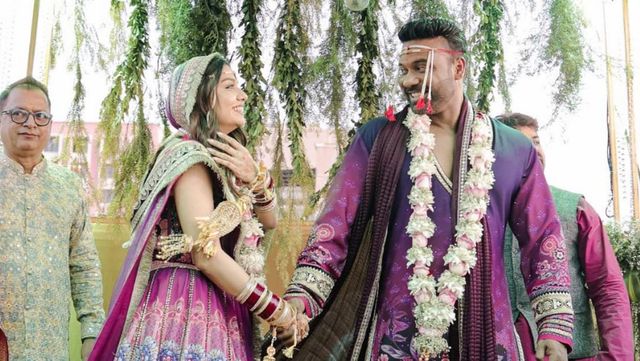 Divya Agarwal ties the knot with Apurva Padgaonkar, shares first wedding pics
