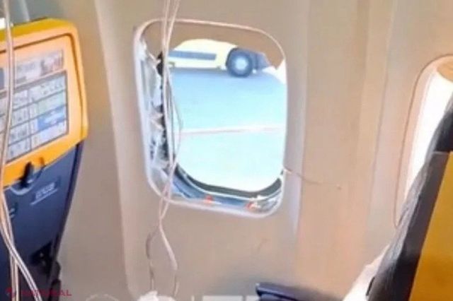 Un pasager a fost tras parțial prin geamul spart al unui avion Ryanair în timpul zborului