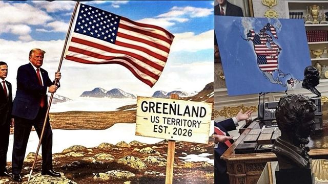 Trump shares new map with Canada, Venezuela and Greenland as US territory