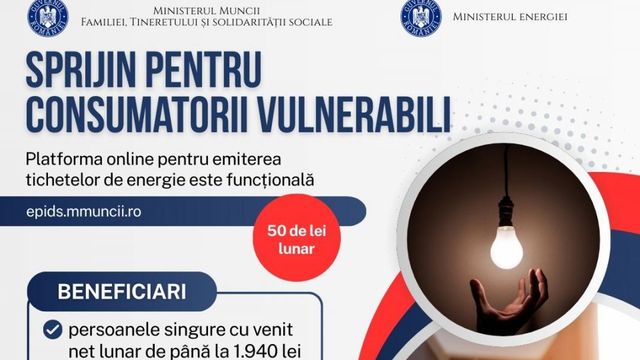 De azi de pot solicita tichete pentru plata facturilor la energie