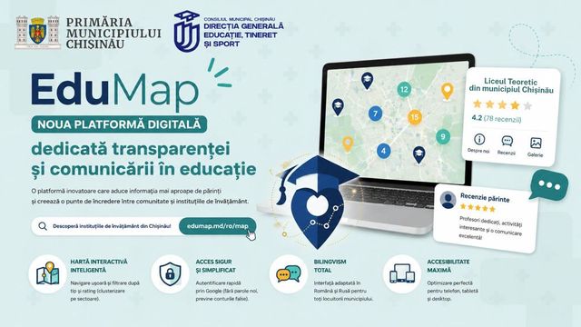 Platforma digitală EduMap, lansată de Primăria Chișinău: părinții vor putea afla informații despre școlile și grădinițele din municipiu