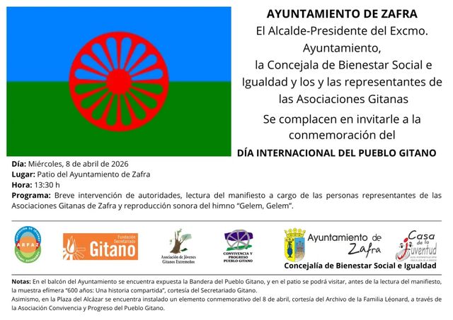 Zafra conmemora el Día Internacional del Pueblo Gitano con un acto en el Ayuntamiento