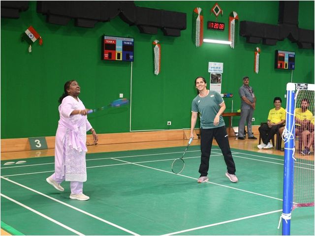 President Murmu plays badminton with Saina Nehwal at Rashtrapati Bhavan