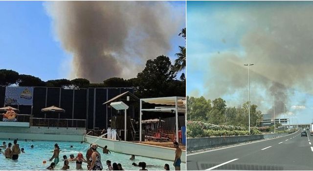 Incendio vicino al Gra, evacuato parco acquatico a Roma