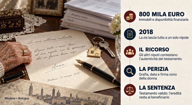 Zia lascia l’eredità al nipote preferito (escludendo gli altri), il testamento da 800mila euro finisce in tribunale