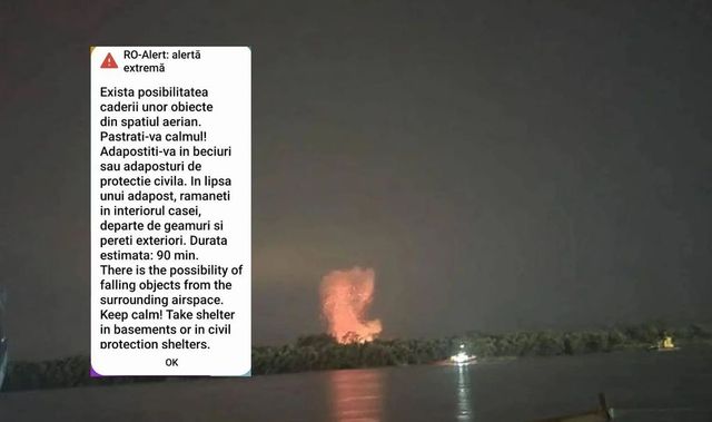 Un nou mesaj Ro-Alert trimis, vineri, în județul Tulcea, din cauza războiului din Ucraina: Pot cădea obiecte din spațiul aerian