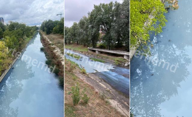 Вода в реке Бык окрасилась в синий цвет