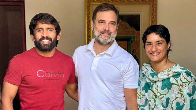 Vinesh Phogat, Bajrang Punia meet Rahul Gandhi amid Congress tickets buzz ahead of Haryana assembly election