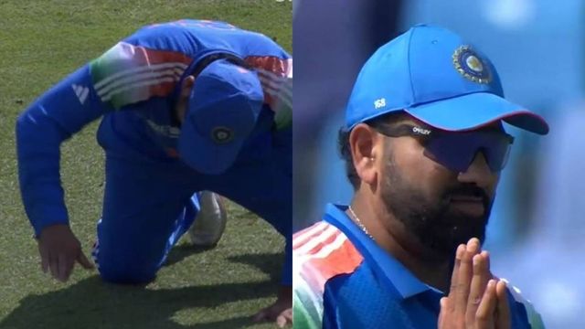 Rohit Sharma drops catch to deny Axar hat-trick, slams ground in frustration