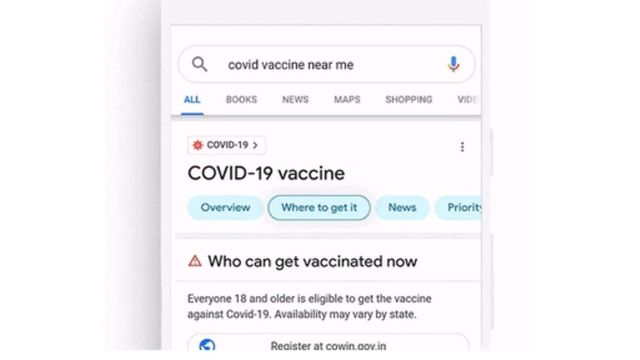Google Maps, Search and Assistant to Show Vaccine Availability Information
