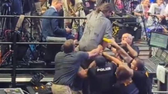 Police pressing charges against the man who tried to storm the stage at a Trump rally