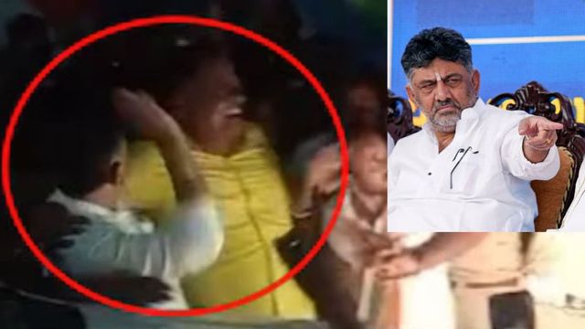 On cam: DK Shivakumar slaps party leader during poll campaign