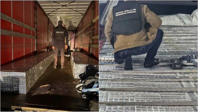 Țigări de contrabandă, ascunse în tavanul unui camion la vama Leușeni-Albița