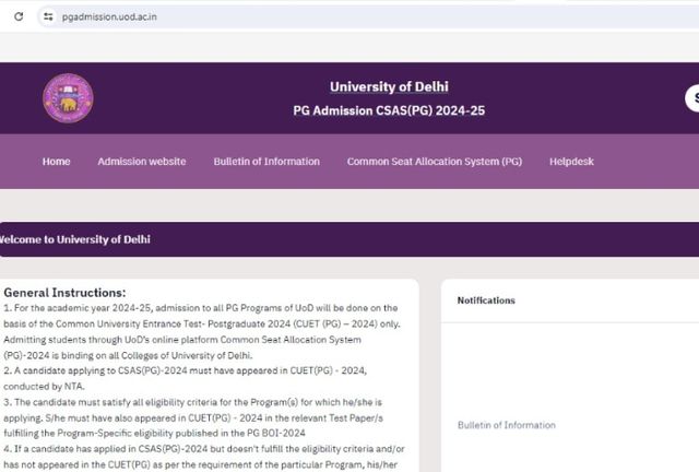 Delhi University Post Graduate Round 1 Seat Allotment Result To Be Out Soon