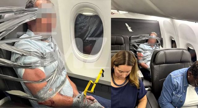 Passeggero violento in volo, immobilizzato con lo scotch