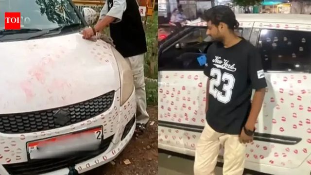Gwalior man's girlfriend gives car 3,400 kisses, cops make him wipe it