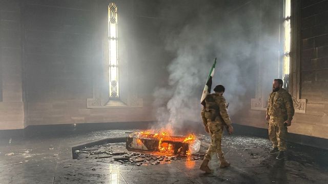 Tomb Of Ousted Syrian President Bashar Al-Assad's Father Set Ablaze In Qardaha